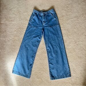 Light Blue Denim Wide-Leg Jeans, High-Rise, Medium, Size 26, Forever 21, Cotton